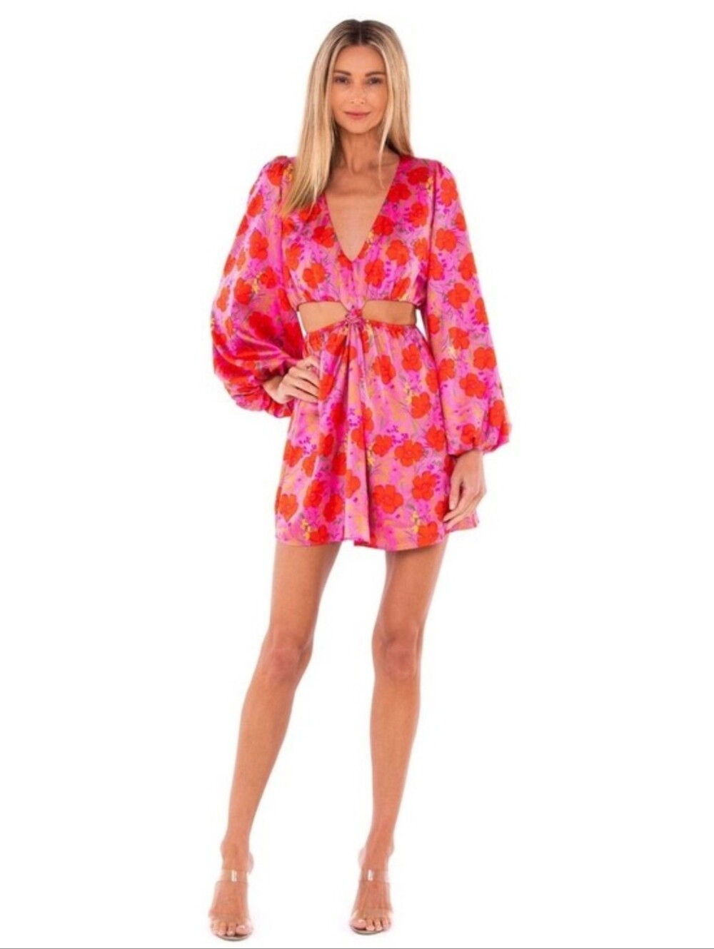 Show Me Your MuMu Christina Mini Dress Smooch Cutout Floral Womens Size Small
